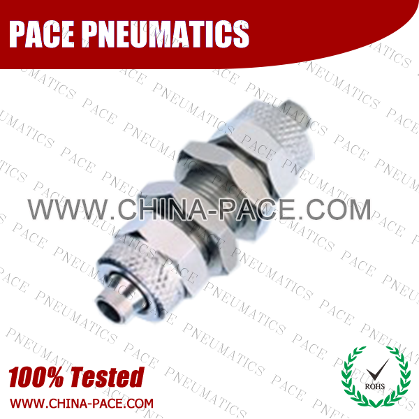 Union Bulkhead Straight Two Touch Fittings, Push On Fittings, Rapid Fittings For Plastic Tube, Brass Air Fittings
